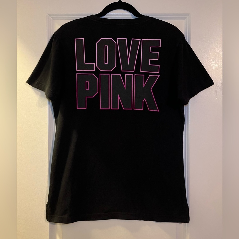 VS PINK | Campus Oversized Short Sleeve Tee in Black/Pink Size XS / S - Picture 3 of 4